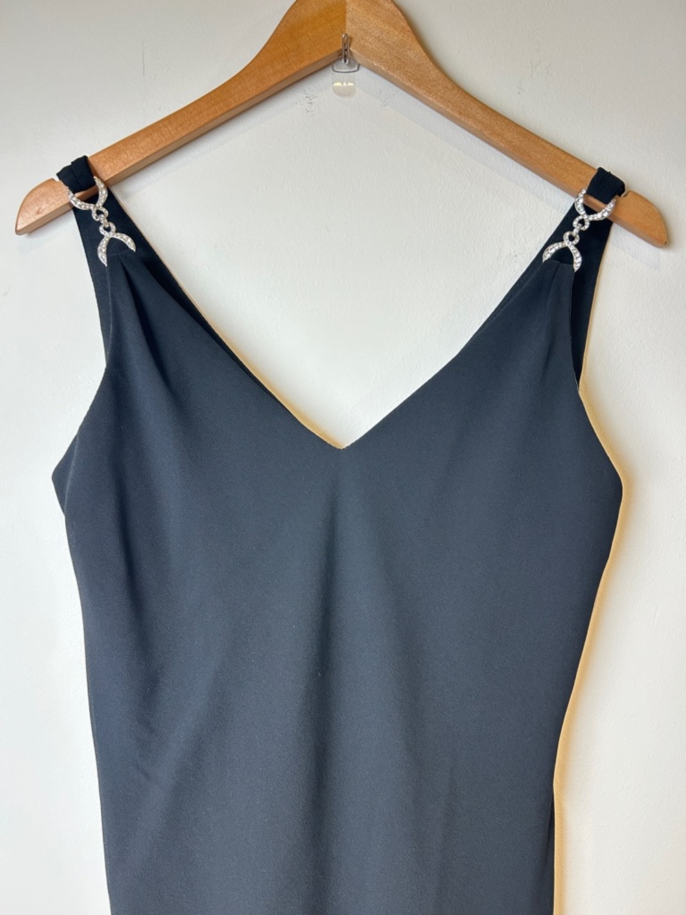 Vintage 90’s Deadstock NWTs Classic Black Slip Dress with Chain Strap Details - Picture 3 of 9